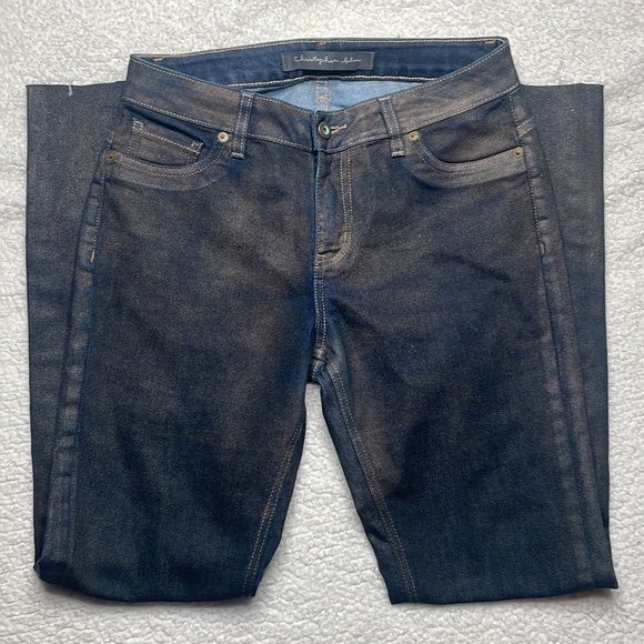 Christopher Blue Denim Jeans Metallic Stretchy material Size 8 - Picture 1 of 10